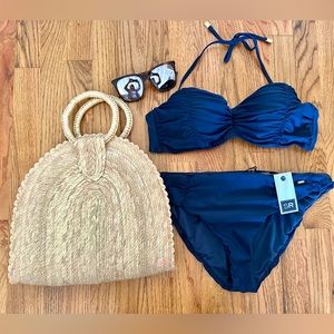 NWT navy Snapper Rock two piece swimsuit